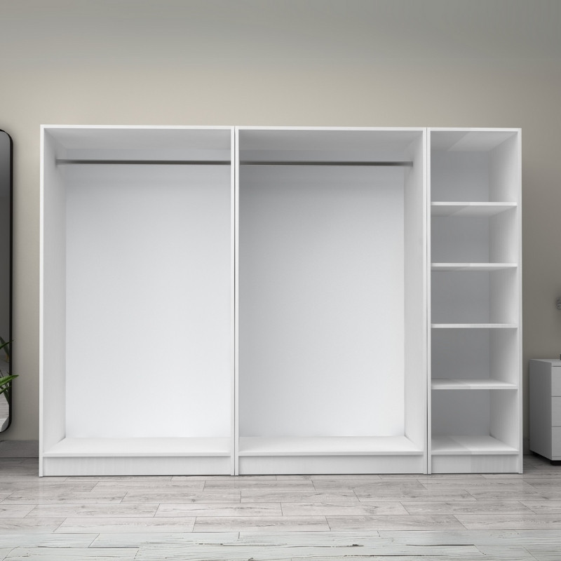 GP100-00911-2 Ντουλάπα ρούχων Victoria Megapap πεντάφυλλη χρώμα λευκό 250x60x181εκ.