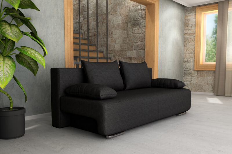 GEORGIA Καναπές κρεβάτι με αποθηκευτικό χώρο 194x93εκ. Ανθρακί