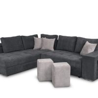 Karina Γωνιακός καναπές κρεβάτι με αποθηκευτικό χώρο & 2 σκαμπό 278x218εκ. Γκρι Αριστερή Γωνία