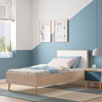 Larvik Κρεβάτι ημίδιπλο 128x208x93εκ. ( για στρώμα 120x200εκ. ) Blond Oak / White