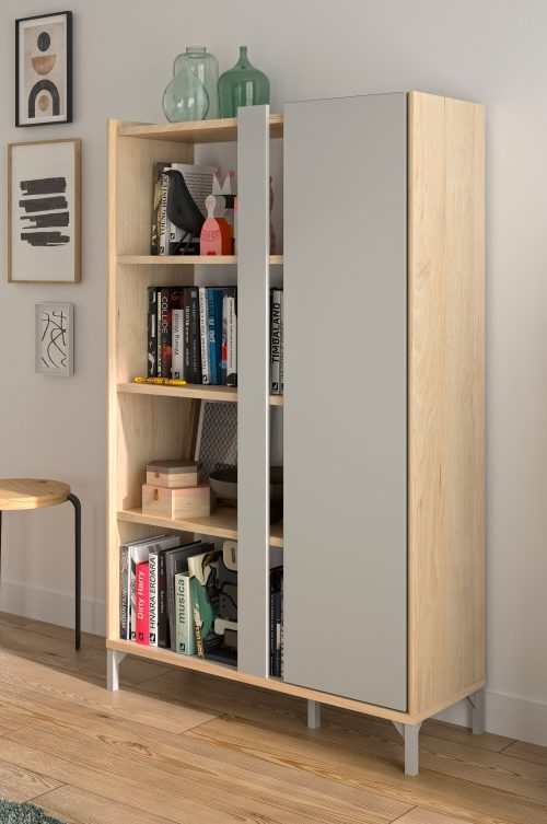 Lenk βιβλιοθήκη με μια πόρτα 100x36x161εκ. Natural Oak - Greige Lenk βιβλιοθήκη με μια πόρτα 100x36x161εκ. Natural Oak - Greige