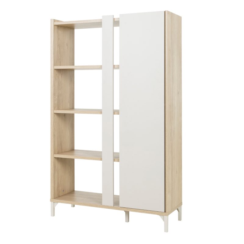 Lenk βιβλιοθήκη με μια πόρτα 100x36x161εκ. Natural Oak - Greige