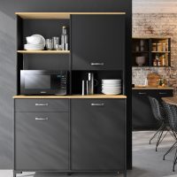 Manchester μπουφές για κουζίνα 119x41x180εκ. Helvezia Oak / Black
