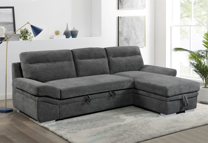 Morel Γωνιακός καναπές κρεβάτι με αποθηκευτικό χώρο 262x159x92εκ. Γκρι με αναστρέψιμη γωνία