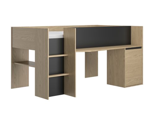 Nael κρεβάτι πολυμορφικό 205x133x107εκ. Rookwood Oak / Μαύρο