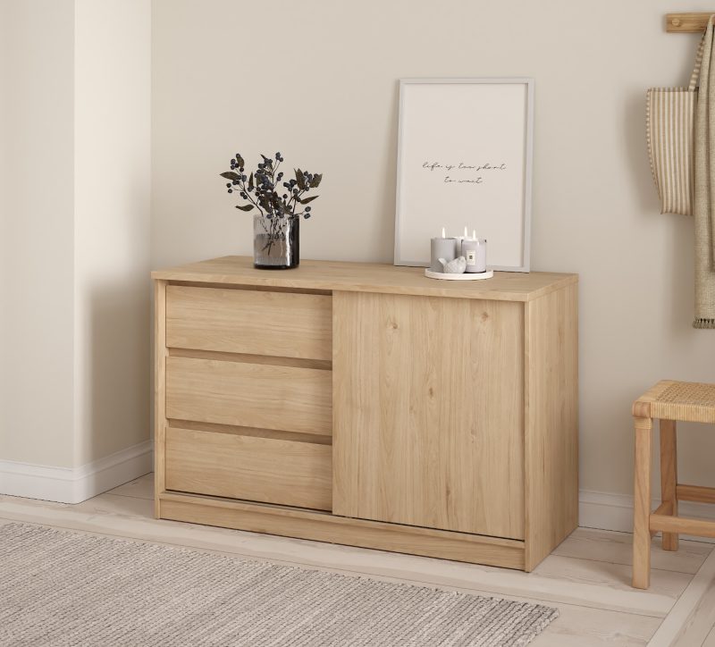 Naia ντουλάπι αποθήκευσης με 1 συρόμενη πόρτα και 3 συρτάρια 118