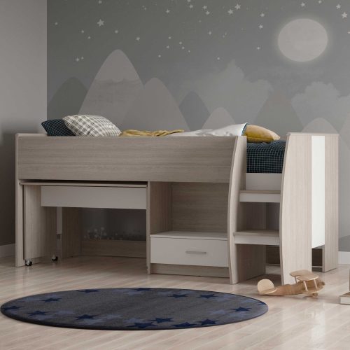 Nano κρεβάτι πολυμορφικό κρεβάτι με γραφείο 205x121x104εκ. ( για στρώμα 90x200εκ. )  Shannon Oak / Λευκό