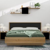 Otello κρεβάτι υπέρδιπλο 200x93x204εκ. ( για στρώμα 180x200εκ.) Helvezia Oak / Μαύρο