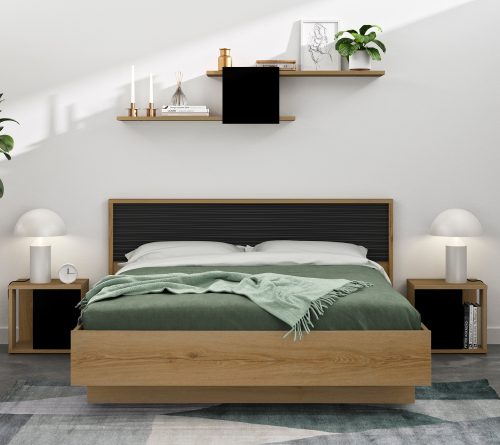 Otello κρεβάτι υπέρδιπλο 200x93x204εκ. ( για στρώμα 180x200εκ.) Helvezia Oak / Μαύρο Otello κρεβάτι υπέρδιπλο 200x93x204εκ. ( για στρώμα 180x200εκ.) Helvezia Oak / Μαύρο