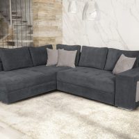 Karina Γωνιακός καναπές κρεβάτι με αποθηκευτικό χώρο & 2 σκαμπό 278x218εκ. Γκρι Αριστερή Γωνία