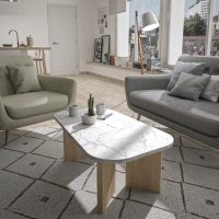 Quartz τραπεζάκι σαλονιού 105x58x39εκ. Natural chestnut / Marble