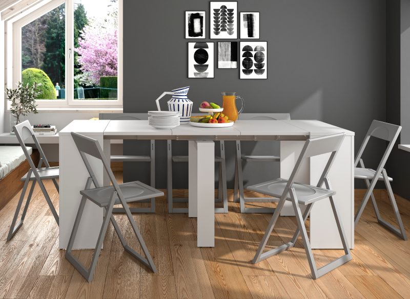 Silva επεκτεινόμενο τραπέζι - κονσόλα 58/103/148/193x90x77 εκ. Λευκό