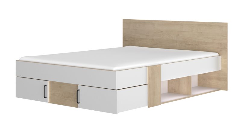 SWIVEL_BLOND_OAK_140A Swivel Κρεβάτι διπλό με αποθηκευτικούς χώρους 160x194εκ. ( για στρώμα 140x190εκ. ) Blond Oak / Λευκό