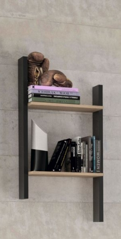 Duplex Ράφι τοίχου Black/Natural Chestnut 46x22x92εκ.