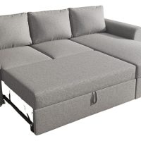 Stanford γωνιακός καναπές κρεβάτι με αποθηκευτικό χώρο 242x160 Γκρι Ανοιχτό με αναστρέψιμη γωνία