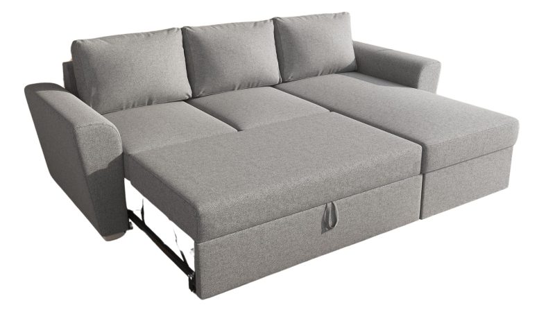 Stanford γωνιακός καναπές κρεβάτι με αποθηκευτικό χώρο 242x160 Γκρι Ανοιχτό με αναστρέψιμη γωνία