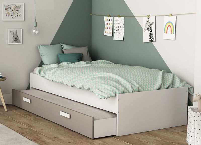 Tidy κρεβάτι μονό με αποθηκευτικό συρτάρι 94x203x45εκ. Matt White / Clay