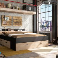 Tonight1g Tonight Κρεβάτι διπλό με αποθηκευτικούς χώρους 171x211εκ. ( για στρώμα 140x190εκ. ) Black/Natural Chestnut