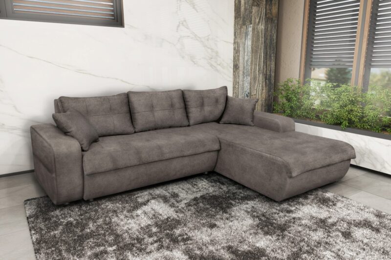 VIRGINIA Γωνιακός καναπές κρεβάτι με αποθηκευτικό χώρο 246x190εκ. MS08 Elephant Δεξιά Γωνία