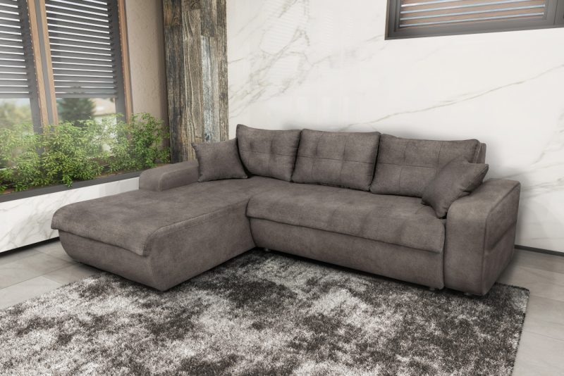 VIRGINIA Γωνιακός καναπές κρεβάτι με αποθηκευτικό χώρο 246x190εκ. MS08 Elephant Αριστερή Γωνία