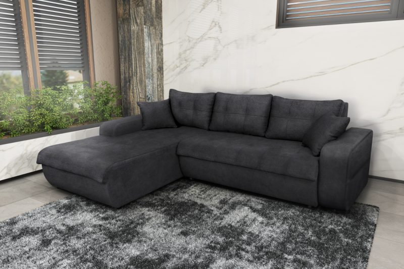 VIRGINIA Γωνιακός καναπές κρεβάτι με αποθηκευτικό χώρο 246x190εκ. MS08 Γκρι Αριστερή Γωνία