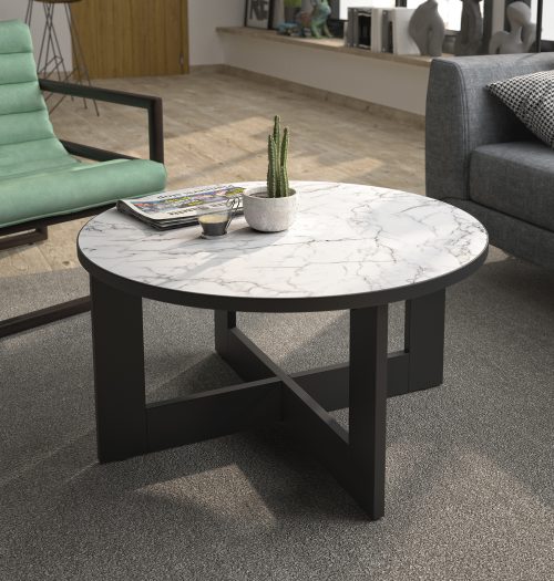Adria τραπεζάκι σαλονιού στρογγυλό 82εκ. ( ύψος43εκ.) Marble / Black Adria τραπεζάκι σαλονιού στρογγυλό 82εκ. ( ύψος43εκ.) Marble / Black
