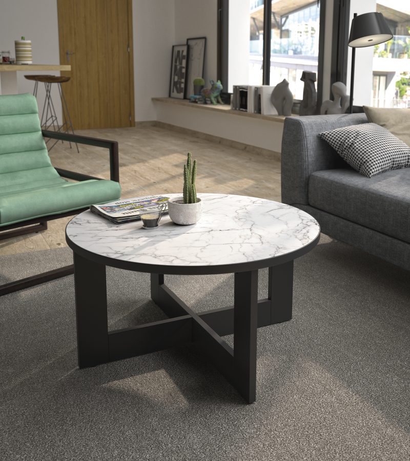 Adria τραπεζάκι σαλονιού στρογγυλό 82εκ. ( ύψος43εκ.) Marble / Black