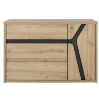 Alana συρταριέρα με 3 συρτάρια και 1 πόρτα 117x47x76εκ. Artisan oak / Black thread
