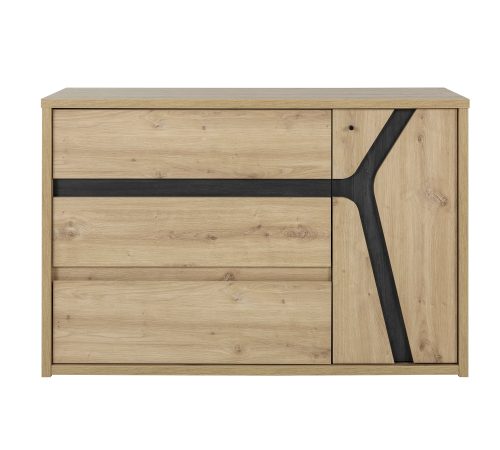 Alana συρταριέρα με 3 συρτάρια και 1 πόρτα 117x47x76εκ. Artisan oak / Black thread