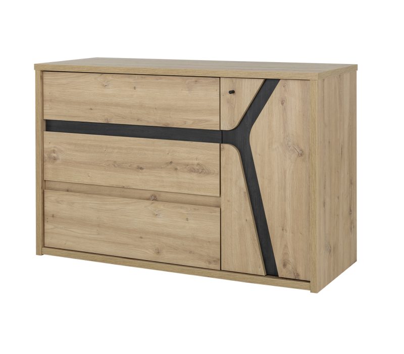 Alana συρταριέρα με 3 συρτάρια και 1 πόρτα 117x47x76εκ. Artisan oak / Black thread