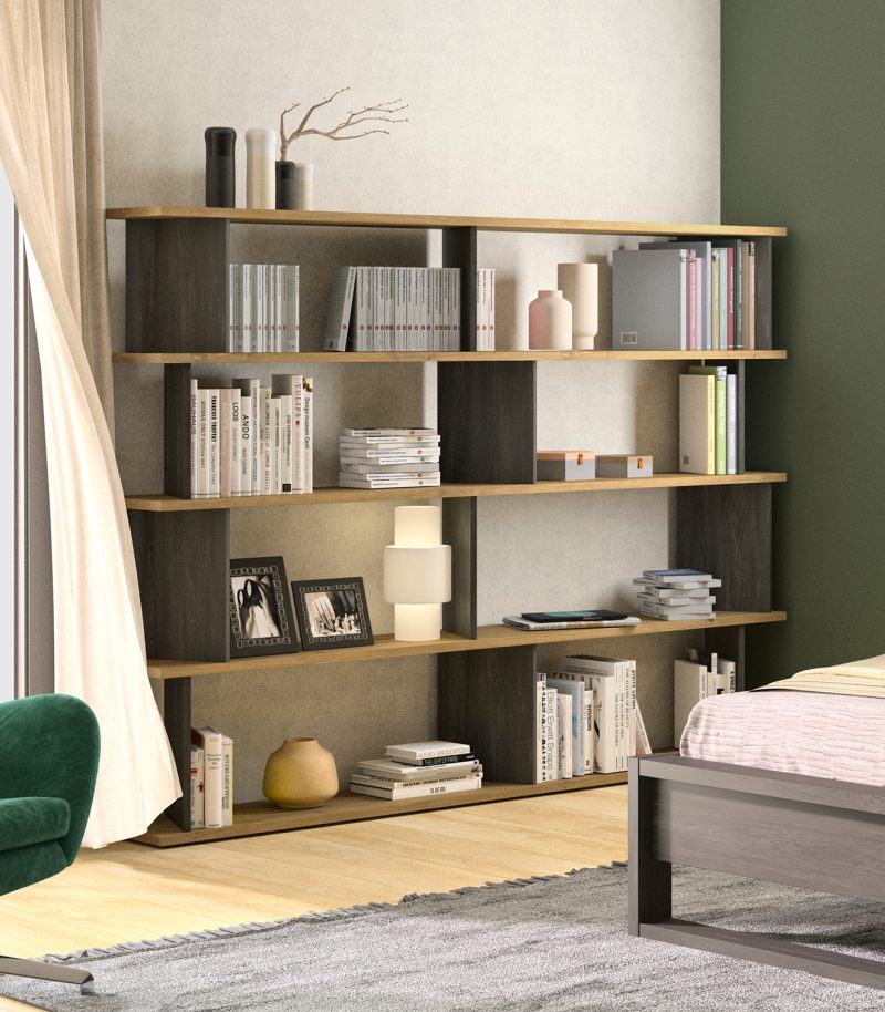 Alana βιβλιοθήκη 220x32x163εκ. Artisan Oak / Black thread Alana βιβλιοθήκη 220x32x163εκ. Artisan Oak / Black thread