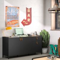 Amsterdam Mπουφές με 3 πόρτες και 1 συρτάρι 160x45x79εκ. Natural Chestnut / Black