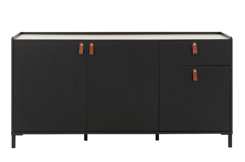 Amsterdam Mπουφές με 3 πόρτες και 1 συρτάρι 160x45x79εκ. Natural Chestnut / Black