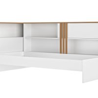 Andrea κρεβάτι μονό με ράφια 219x121x97εκ. ( για στρώμα 90x190εκ. ) Λευκό / Helvezia Oak