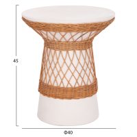 ΒΟΗΘΗΤΙΚΟ ΤΡΑΠΕΖΙ ΣΤΡΟΓΓΥΛΟ DELIA HM18167.02 FIBER CEMENT ΛΕΥΚΟ & RATTAN Φ40x45Υεκ