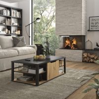 Buxton τραπεζάκι σαλονιού με χώρο αποθήκευσης 110x60x38εκ. Artisan Oak / Black