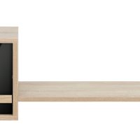 Curtys ράφι τοίχου με ντουλάπι 130x25x40εκ. Sonoma Oak / Μαύρη γυαλιστερή λάκα