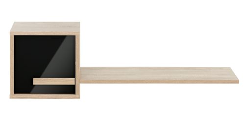 Curtys ράφι τοίχου με ντουλάπι 130x25x40εκ. Sonoma Oak / Μαύρη γυαλιστερή λάκα