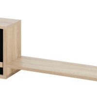 Curtys ράφι τοίχου με ντουλάπι 130x25x40εκ. Sonoma Oak / Μαύρη γυαλιστερή λάκα