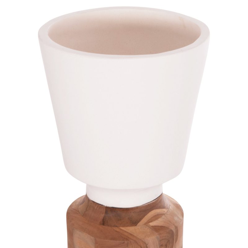 ΔΙΑΚΟΣΜΗΤΙΚΟ ΒΑΖΟ ΔΑΠΕΔΟΥ NEBULA HM4661.02 FIBER CEMENT ΛΕΥΚΟ--ΞΥΛΟ ΤΕΑΚ Φ60x115Υεκ.