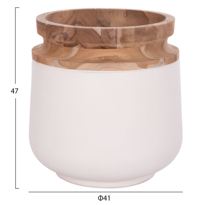 ΔΙΑΚΟΣΜΗΤΙΚΟ ΒΑΖΟ ΔΑΠΕΔΟΥ LINTER HM4662.02L FIBER CEMENT ΛΕΥΚΟ--ΞΥΛΟ ΤΕΑΚ Φ41x47Υεκ.