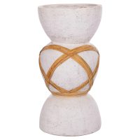 ΔΙΑΚΟΣΜΗΤΙΚΟ ΒΑΖΟ ΔΑΠΕΔΟΥ MAYNARD HM4672.02L TERRACOTTA ΛΕΥΚΟ--RATTAN Φ32x62.5Υεκ.
