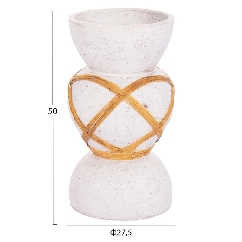 ΔΙΑΚΟΣΜΗΤΙΚΟ ΒΑΖΟ ΔΑΠΕΔΟΥ MAYNARD HM4672.02S TERRACOTTA ΛΕΥΚΟ--RATTAN Φ27.5x50Υεκ