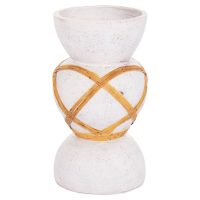 ΔΙΑΚΟΣΜΗΤΙΚΟ ΒΑΖΟ ΔΑΠΕΔΟΥ MAYNARD HM4672.02S TERRACOTTA ΛΕΥΚΟ--RATTAN Φ27.5x50Υεκ