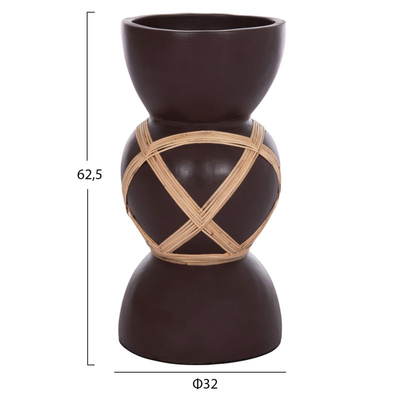 ΔΙΑΚΟΣΜΗΤΙΚΟ ΒΑΖΟ ΔΑΠΕΔΟΥ MAYNARD HM4672.07L TERRACOTTA ΣΟΚΟΛΑΤΙ-RATTAN Φ32x62.5Υεκ