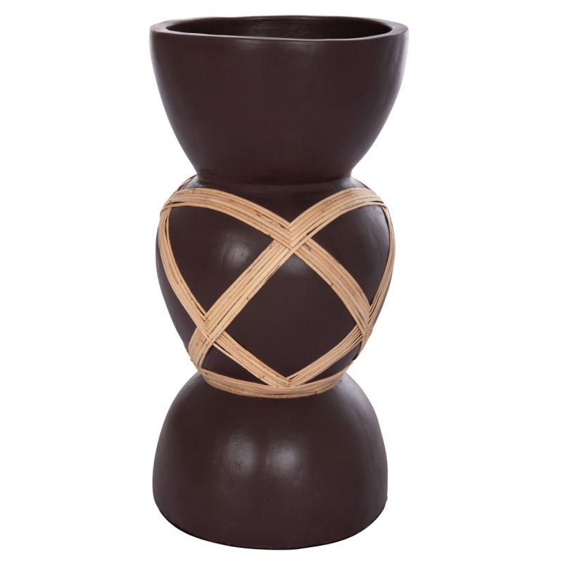 ΔΙΑΚΟΣΜΗΤΙΚΟ ΒΑΖΟ ΔΑΠΕΔΟΥ MAYNARD HM4672.07L TERRACOTTA ΣΟΚΟΛΑΤΙ-RATTAN Φ32x62.5Υεκ