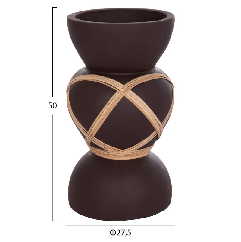 diakosmitiko-bazo-dapedoy-fb9467207s-fib-1 ΔΙΑΚΟΣΜΗΤΙΚΟ ΒΑΖΟ ΔΑΠΕΔΟΥ MAYNARD HM4672.07S TERRACOTTA ΣΟΚΟΛΑΤΙ-RATTAN Φ27.5x50Υεκ