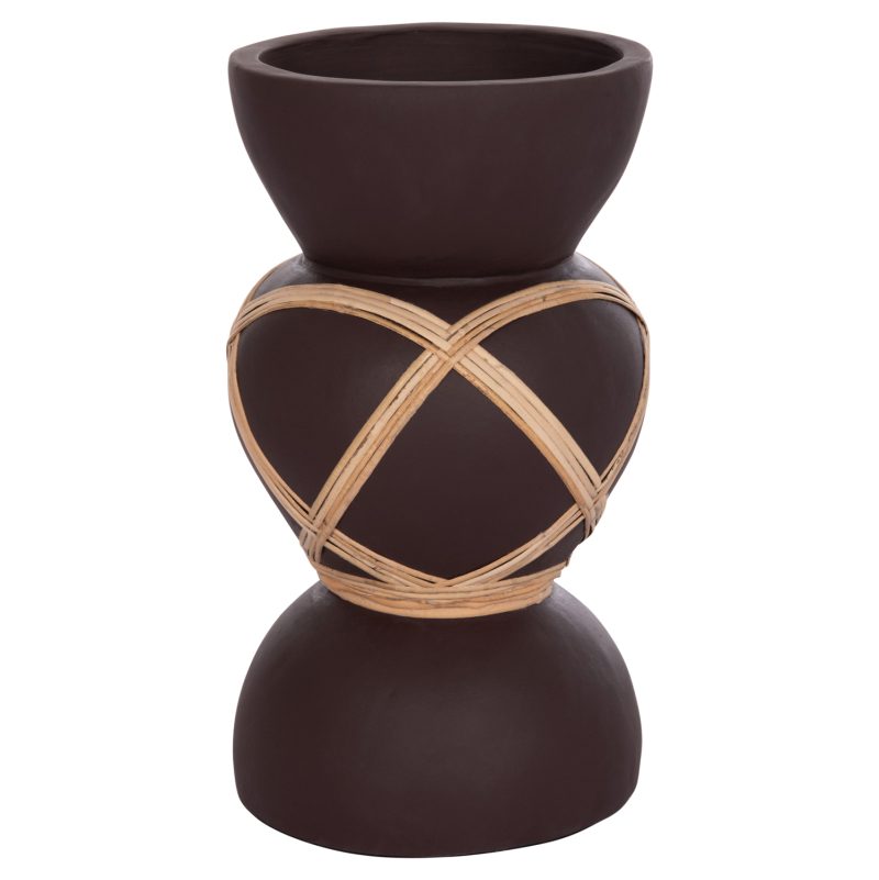 diakosmitiko-bazo-dapedoy-fb9467207s-fib ΔΙΑΚΟΣΜΗΤΙΚΟ ΒΑΖΟ ΔΑΠΕΔΟΥ MAYNARD HM4672.07S TERRACOTTA ΣΟΚΟΛΑΤΙ-RATTAN Φ27.5x50Υεκ