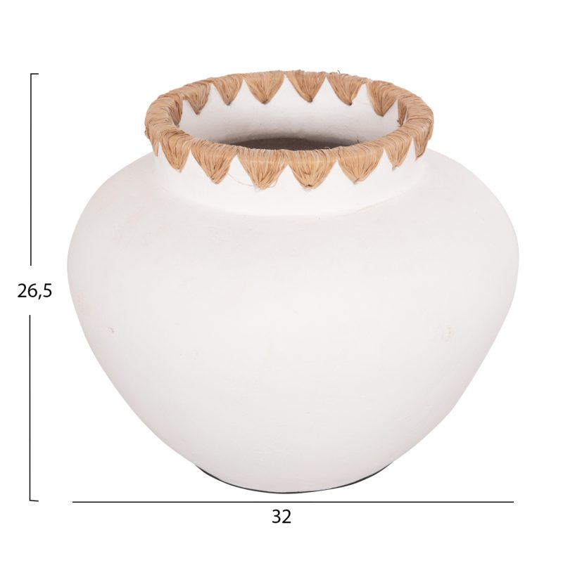 ΔΙΑΚΟΣΜΗΤΙΚΟ ΒΑΖΟ RENTON(L) HM4371 ΤΕΡΑΚΟΤΑ ΛΕΥΚΗ-ΠΛΕΞΗ ΨΑΘΑΣ ΣΤΟ ΣΤΟΜΙΟ Φ32x26,5Υεκ