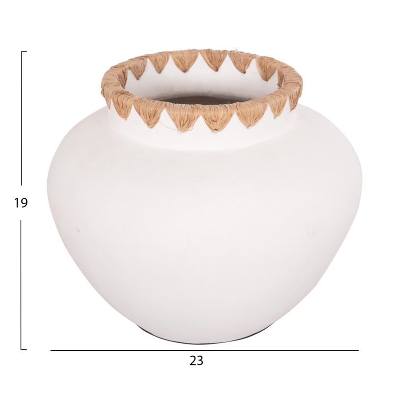 ΔΙΑΚΟΣΜΗΤΙΚΟ ΒΑΖΟ RENTON(S) HM4735 ΤΕΡΑΚΟΤΑ ΛΕΥΚΗ-ΠΛΕΞΗ ΨΑΘΑΣ ΣΤΟ ΣΤΟΜΙΟ Φ23x19Υεκ